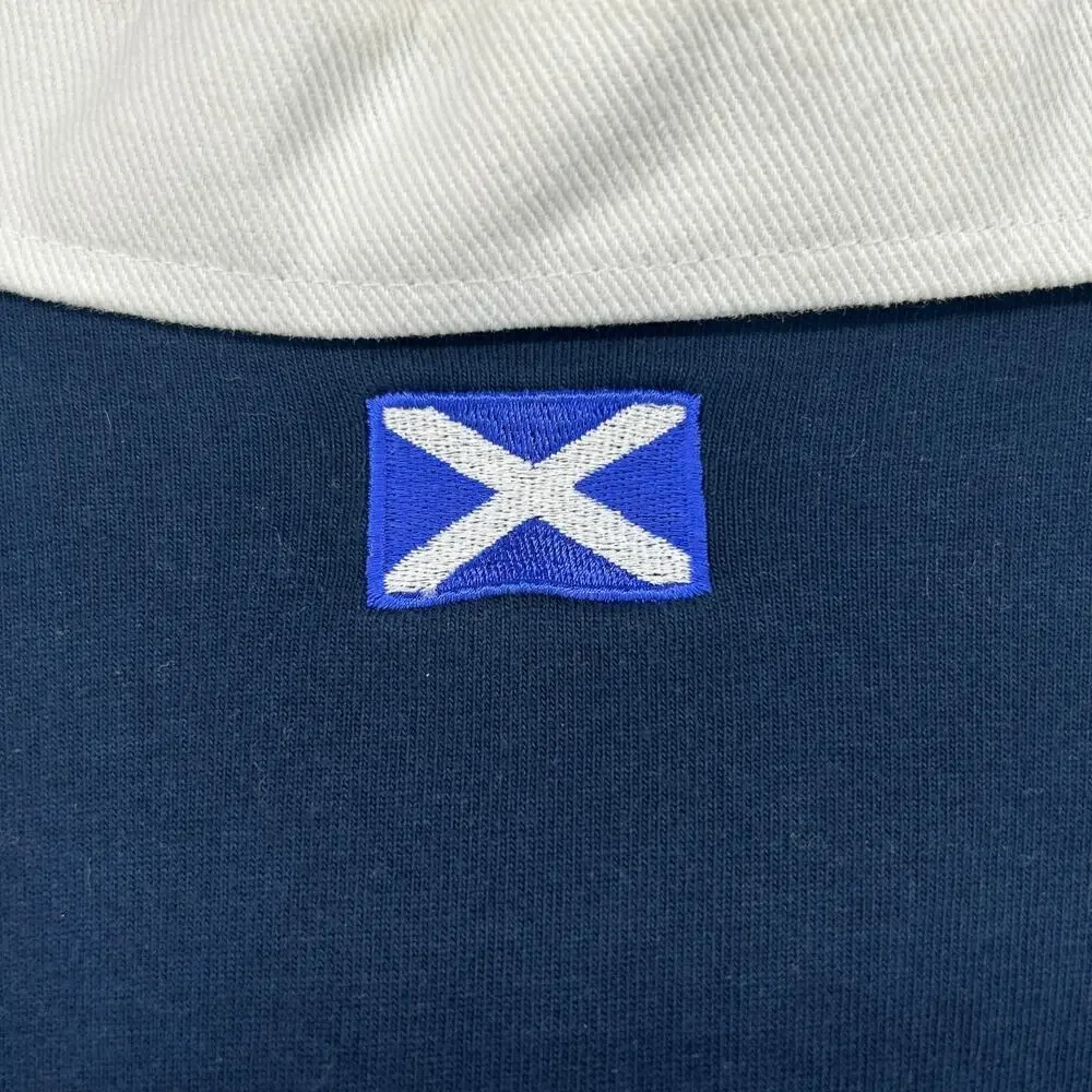 SCOTLAND Shirt Mens S RUGBY NATIONS Striped Tartan Army Polo Cotton Blue_10